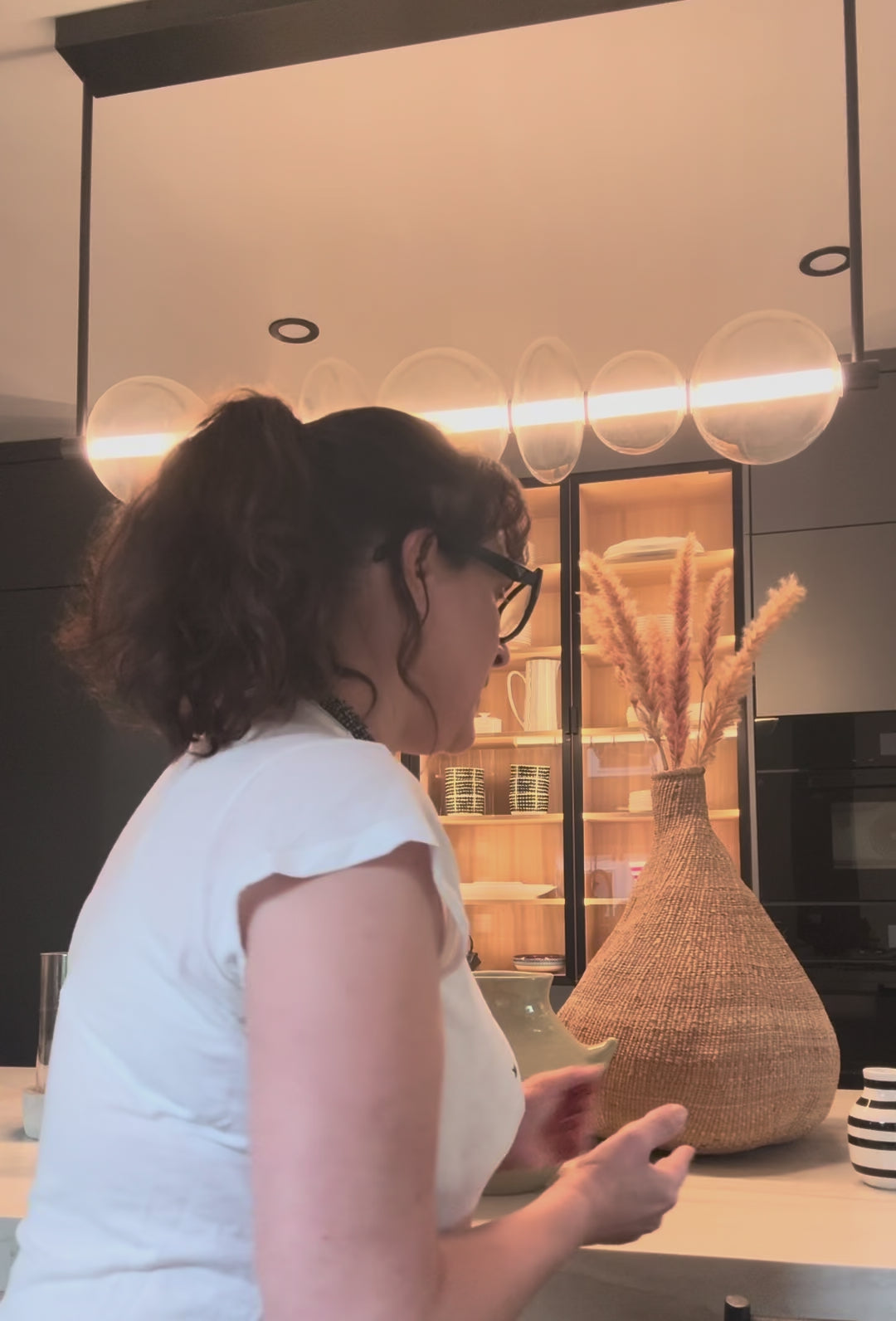 Load video: Linea Hand Painted Striped Vase